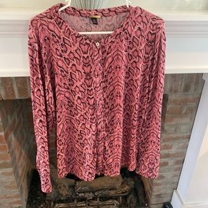 Dana Buchman XL Pink Snakeskin Blouse with Gold Accents
